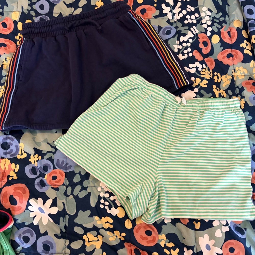Primary Kids Bundle Striped Shorts and Navy Rainbow Stripe Skort Size 10